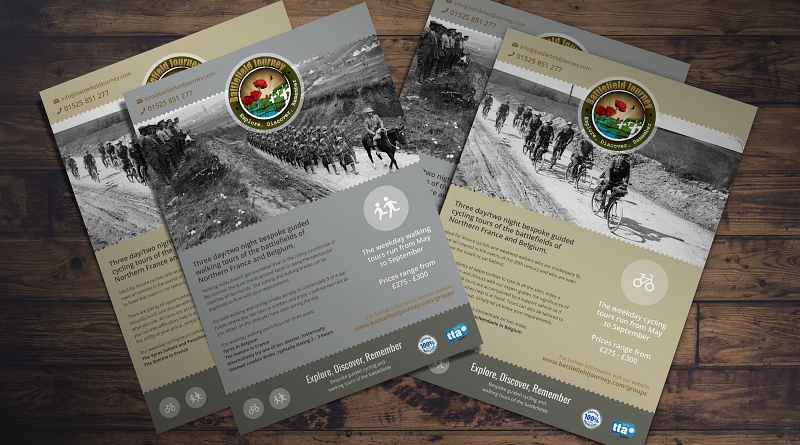 Battlefield Journey - Design of double sided A5 flyer to advertise cycling and walking tours