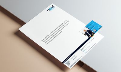 Heald Solicitors letterhead and business cards