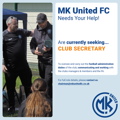 MK United Club Secretary Job Advert Social Media Advert