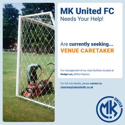 MK United Venue Caretaker Job Advert Social Media Advert