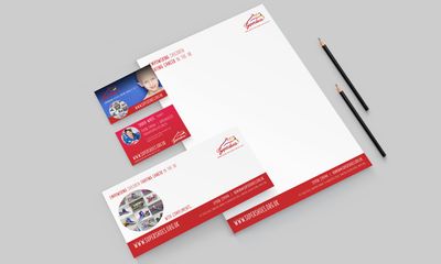 Supershoes letterhead, compliment slip and business cards