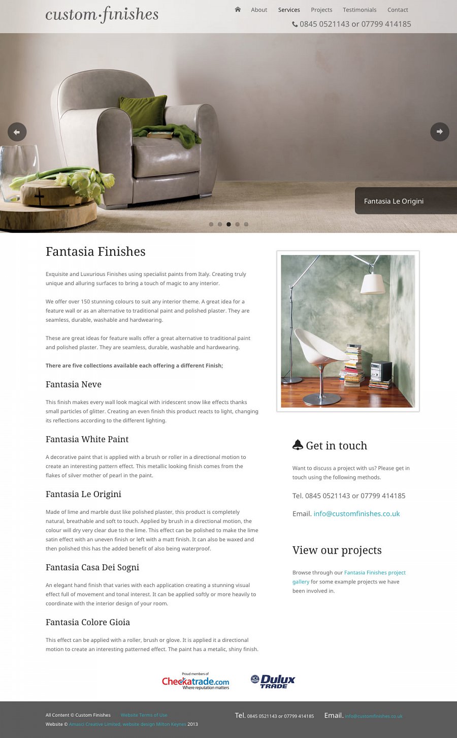 Custom Finishes Website Screenshot